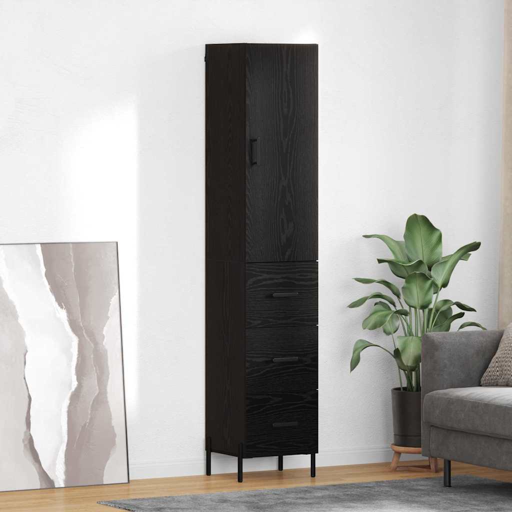 Highboard Μαύρη Οξυά 34,5 x 34 x 180 εκ. Επεξεργασμένο ξύλο - Pakobazaar