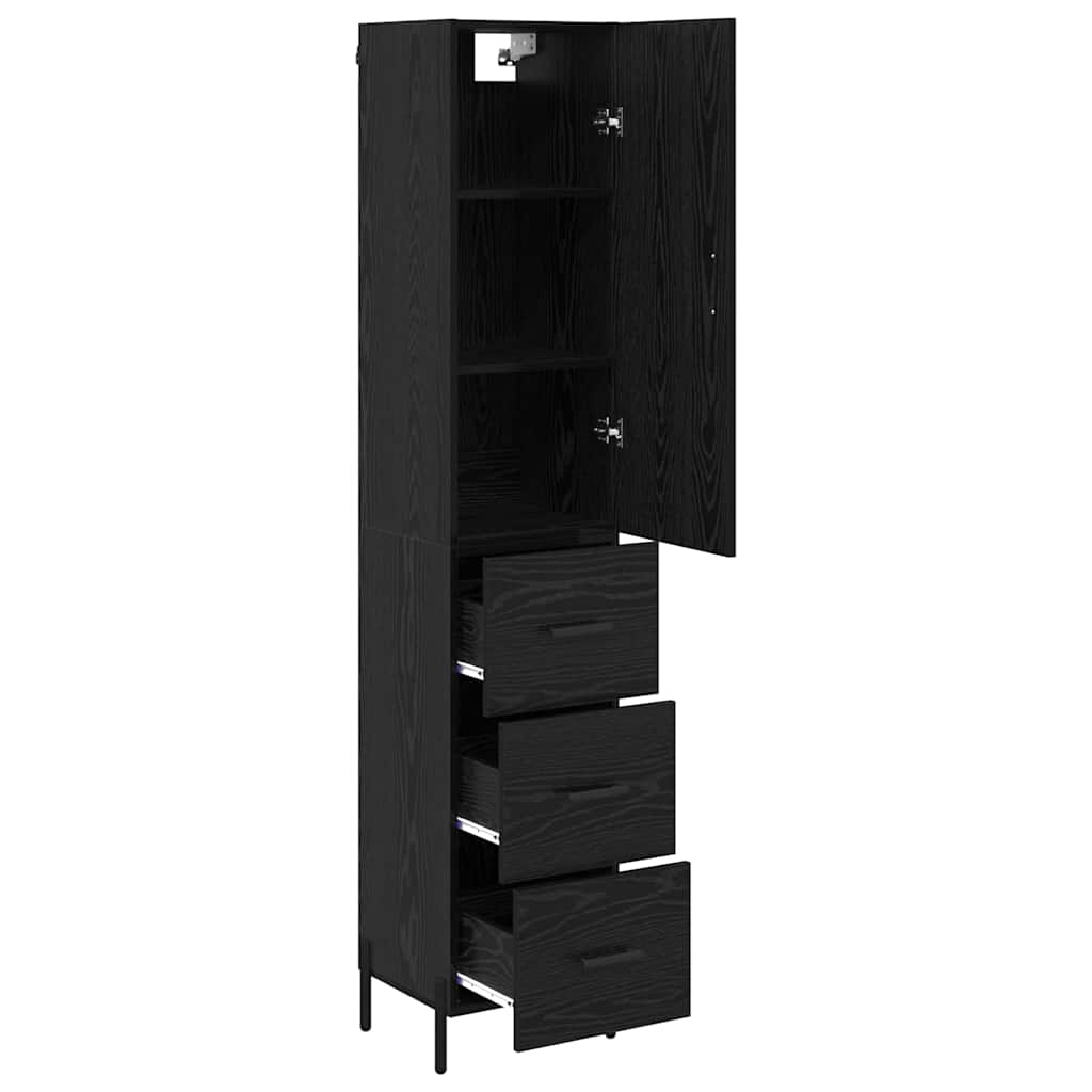 Highboard Μαύρη Οξυά 34,5 x 34 x 180 εκ. Επεξεργασμένο ξύλο - Pakobazaar