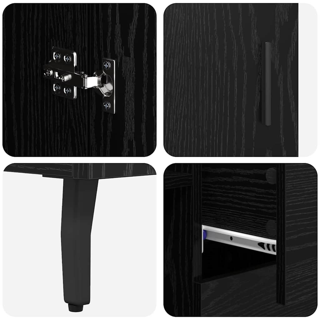 Highboard με συρτάρι 2 pcs Μαύρη δρυς Σύνθετο Ξύλο και Γυαλί
