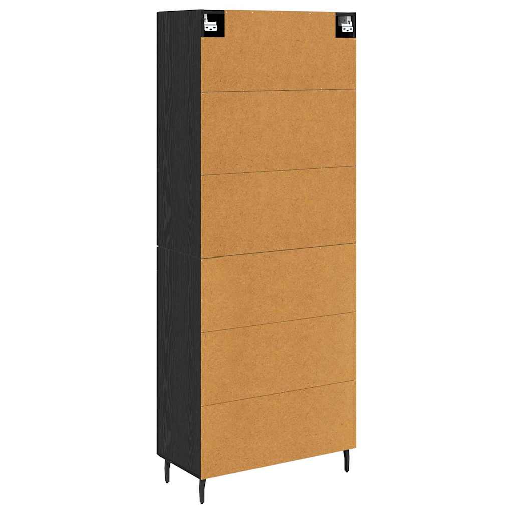 Highboard με συρτάρι 2 pcs Μαύρη δρυς Σύνθετο Ξύλο και Γυαλί