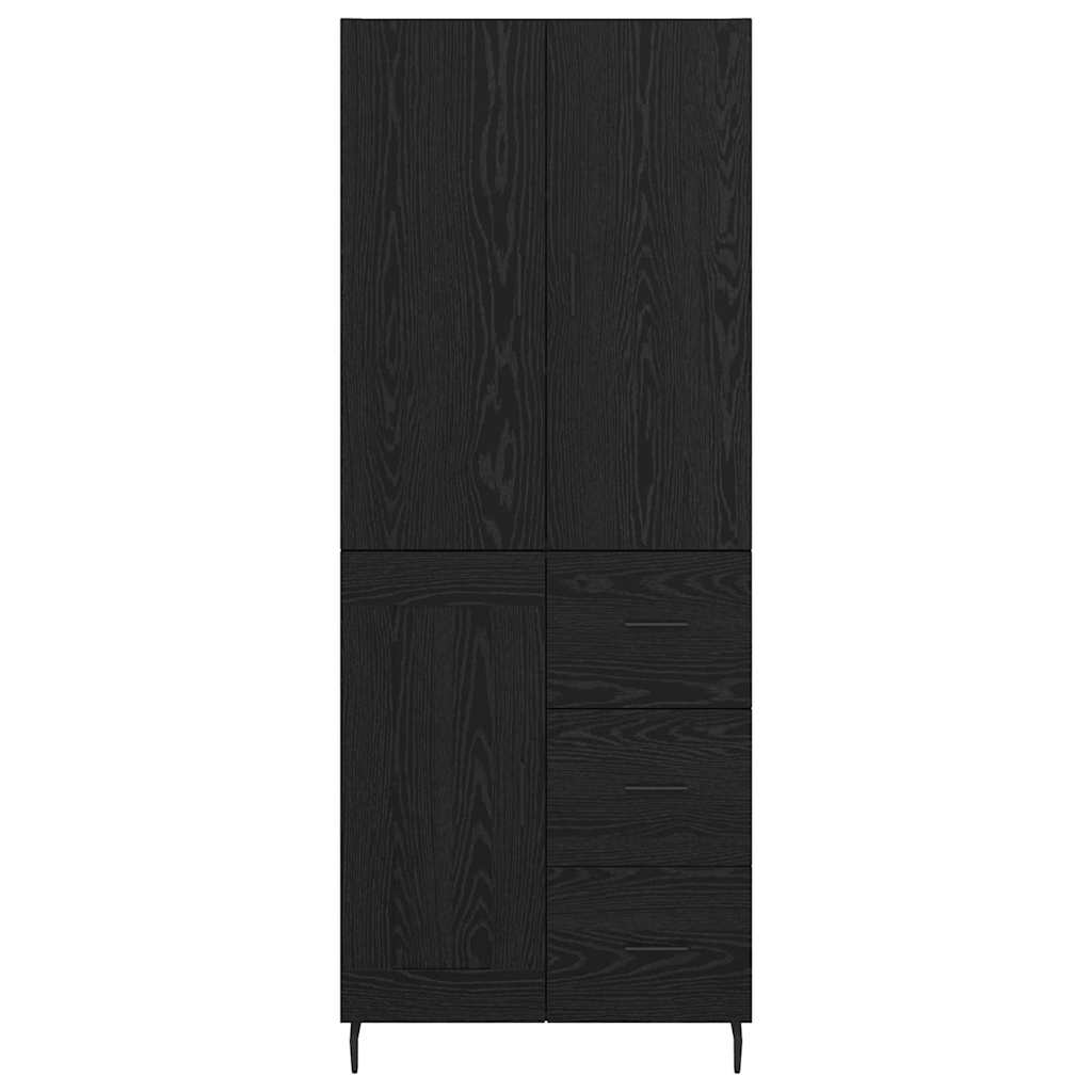 Highboard με συρτάρι 2 pcs Μαύρη δρυς Σύνθετο Ξύλο και Γυαλί