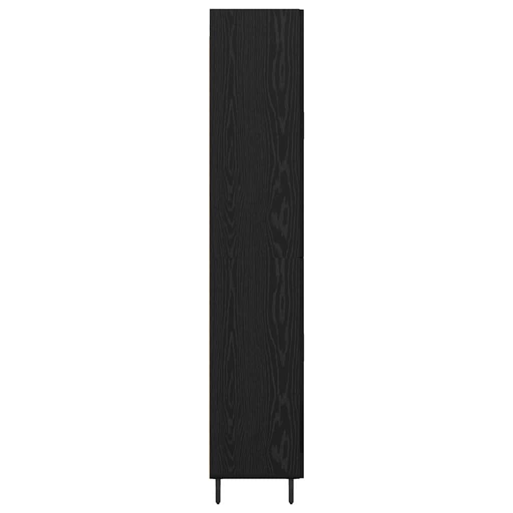 Highboard με συρτάρι 2 pcs Μαύρη δρυς Σύνθετο Ξύλο και Γυαλί