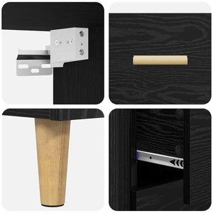 Highboard Μαύρη Οξυά 69,5 x 32,5 x 180 εκ Επεξεργασμένο Ξύλο