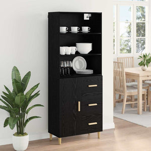 Highboard Μαύρη Οξυά 69,5 x 32,5 x 180 εκ Επεξεργασμένο Ξύλο