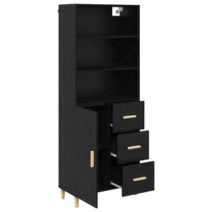 Highboard Μαύρη Οξυά 69,5 x 32,5 x 180 εκ Επεξεργασμένο Ξύλο
