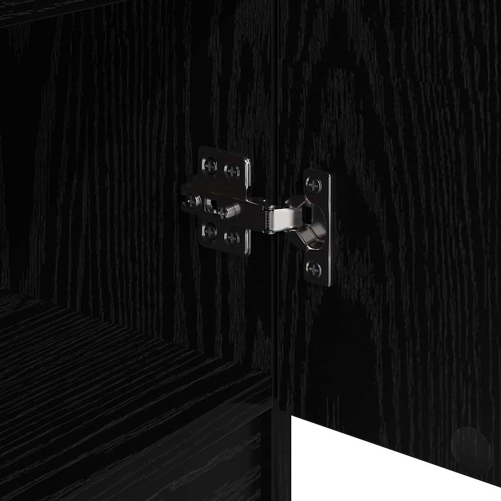 Πλαϊνό γραφείο με συρτάρι 3 pcs Μαύρη δρυς Επεξεργασμένο ξύλο - Pakobazaar