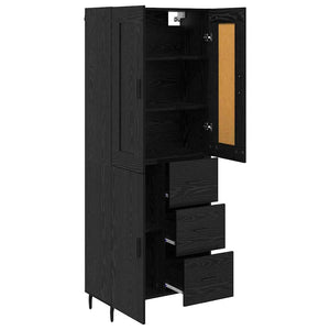 Highboard 2 τμχ. Μαύρη Οξυά 69,5 x 34 x 180 εκ.