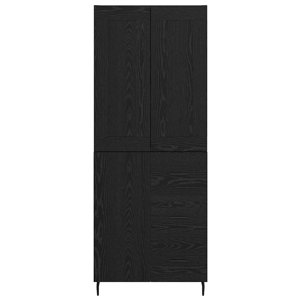 Highboard με συρτάρι 2 pcs Μαύρη Οξυά Επεξεργασμένο ξύλο