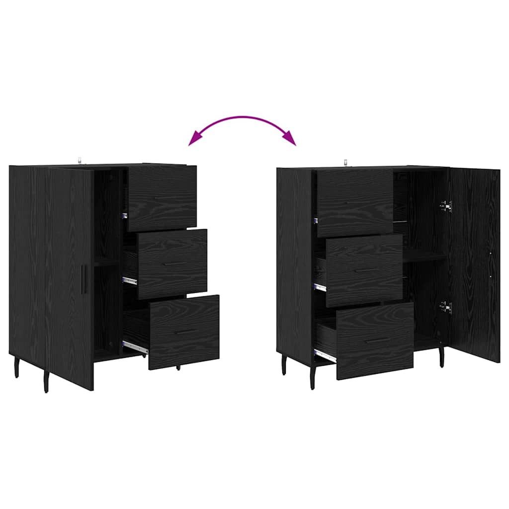 Highboard με συρτάρι 2 pcs Μαύρη Οξυά Επεξεργασμένο ξύλο