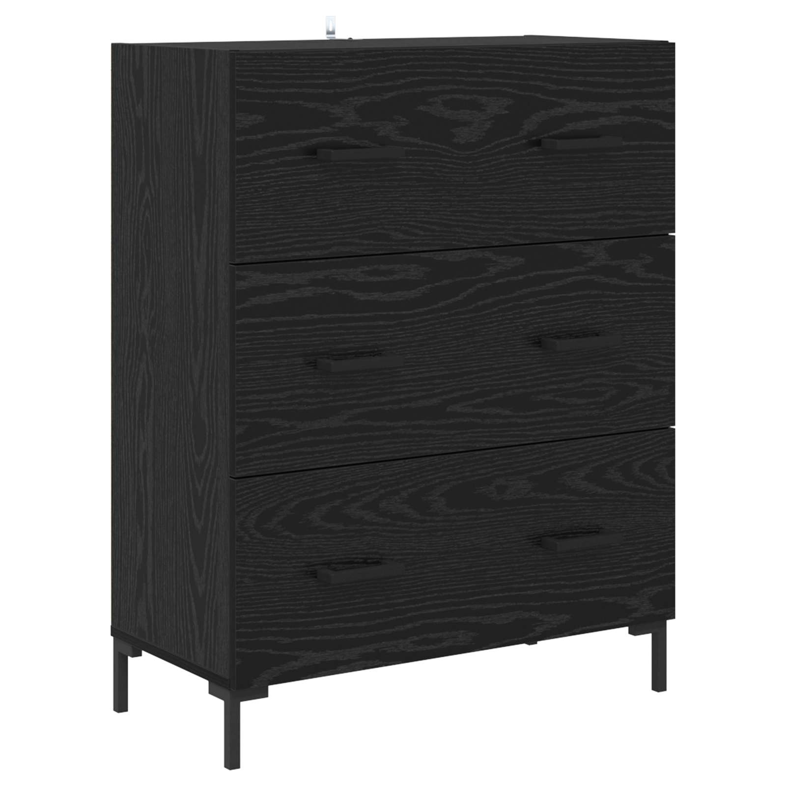 Highboard Μαύρη Οξυά 69,5 x 34 x 180 εκ. Επεξεργασμένο ξύλο