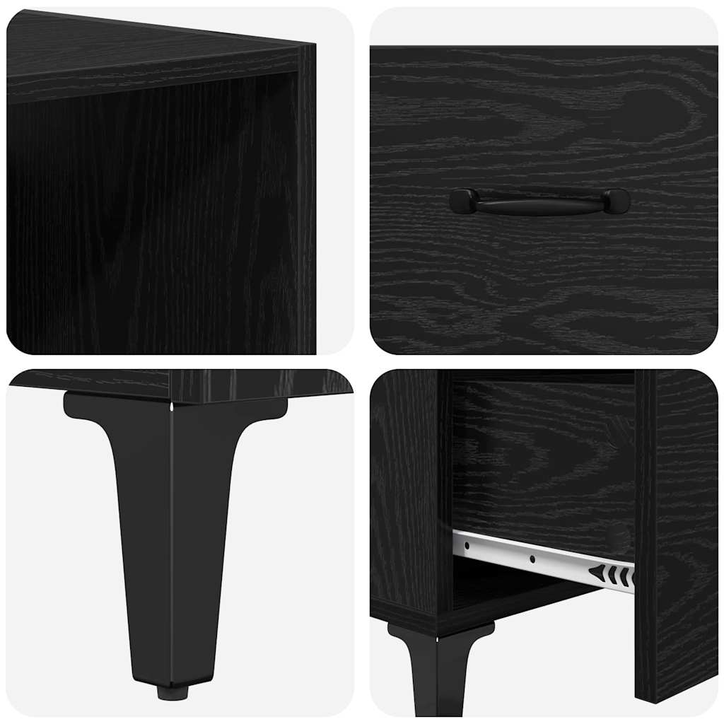 Highboard Μαύρη Οξυά 69,5 x 34 x 180 εκ. Επεξεργασμένο ξύλο