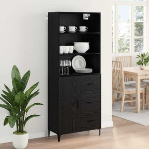 Highboard Μαύρη Οξυά 69,5 x 34 x 180 εκ. Επεξεργασμένο Ξύλο