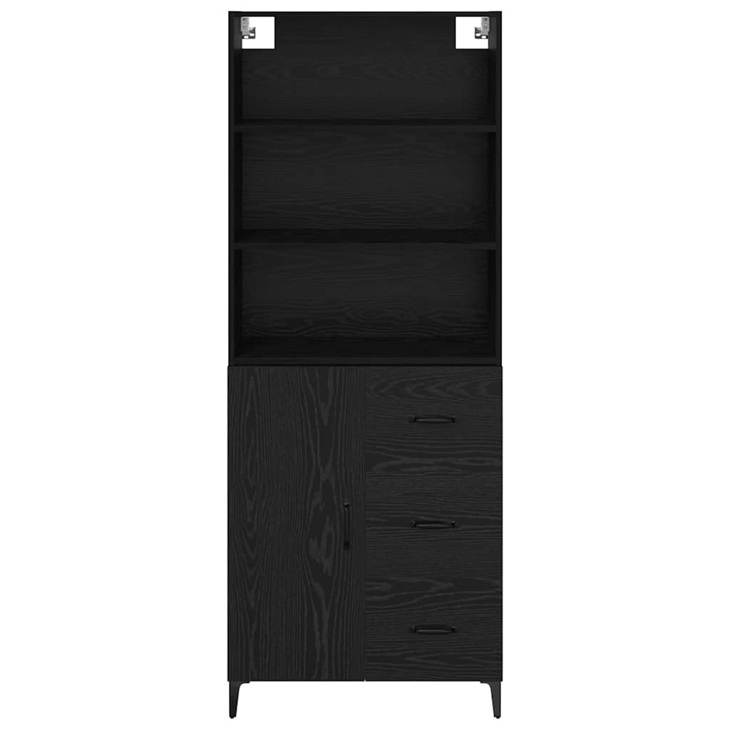 Highboard Μαύρη Οξυά 69,5 x 34 x 180 εκ. Επεξεργασμένο ξύλο