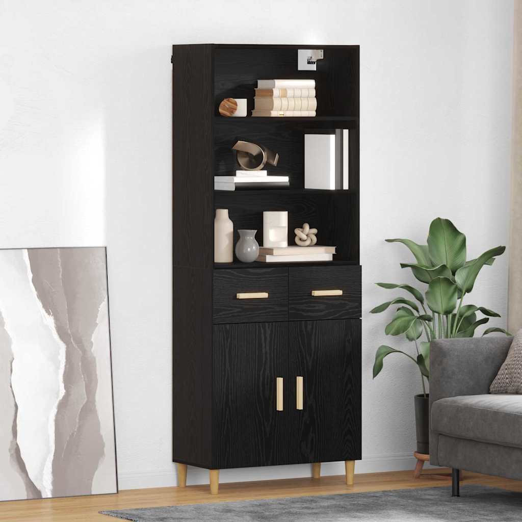 Highboard Μαύρη Οξυά 69,5 x 32,5 x 180 εκ Επεξεργασμένο ξύλο - Pakobazaar