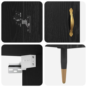 Highboard 2 τμχ. Μαύρη Οξυά 69,5 x 34 x 180 εκ.