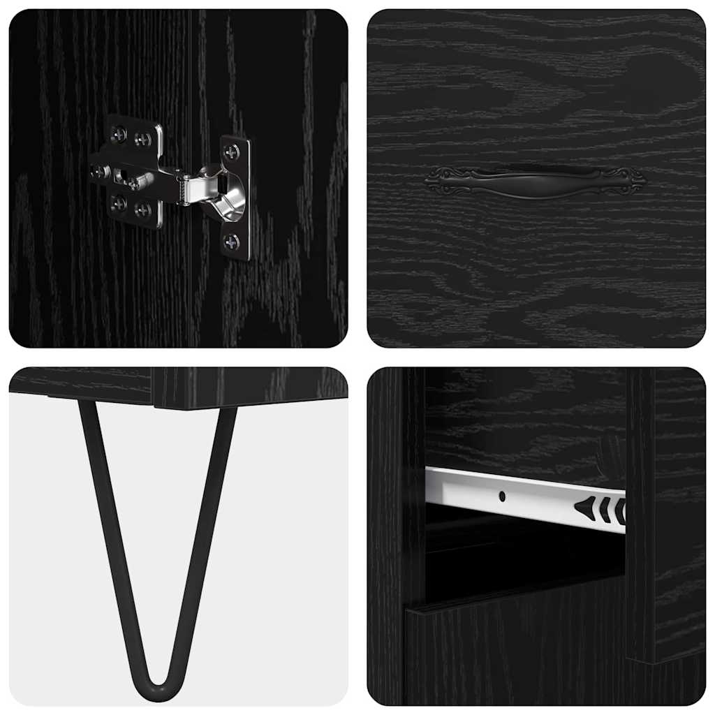 Highboard Μαύρη Οξυά 69,5 x 34 x 180 εκ. Επεξεργασμένο ξύλο