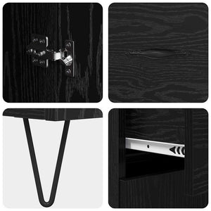 Highboard Μαύρη Οξυά 69,5 x 34 x 180 εκ. Επεξεργασμένο Ξύλο
