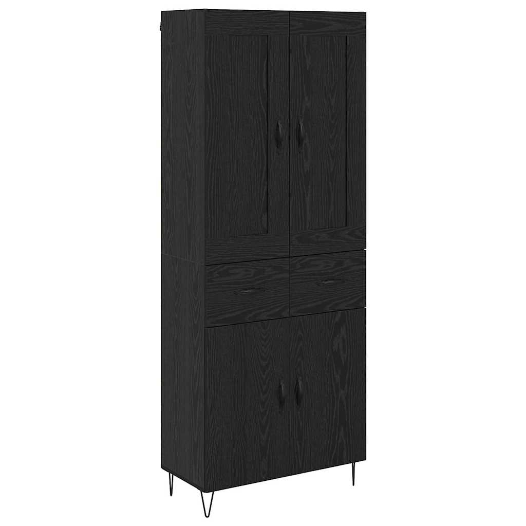 Highboard Μαύρη Οξυά 69,5 x 34 x 180 εκ. Επεξεργασμένο ξύλο