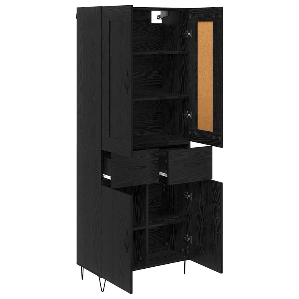 Highboard Μαύρη Οξυά 69,5 x 34 x 180 εκ. Επεξεργασμένο ξύλο