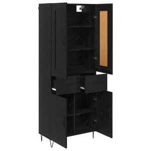 Highboard Μαύρη Οξυά 69,5 x 34 x 180 εκ. Επεξεργασμένο Ξύλο