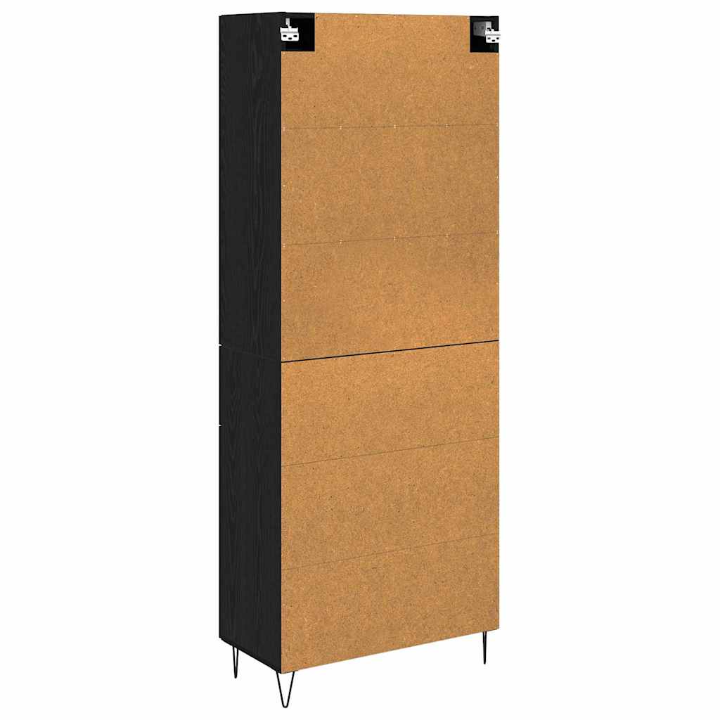 Highboard Μαύρη Οξυά 69,5 x 34 x 180 εκ. Επεξεργασμένο ξύλο