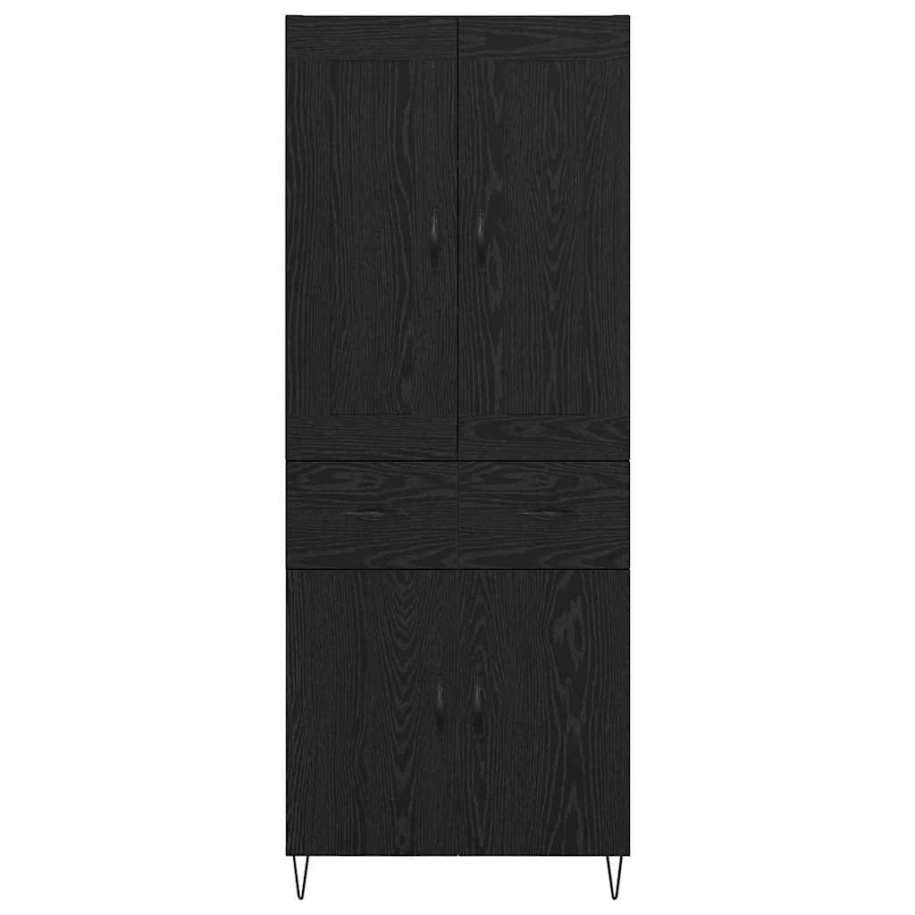 Highboard Μαύρη Οξυά 69,5 x 34 x 180 εκ. Επεξεργασμένο ξύλο