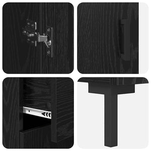 Highboard 2 τμχ. Μαύρη Οξυά 69,5 x 34 x 180 εκ.