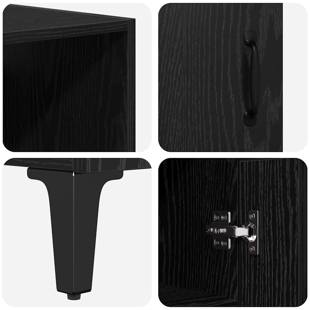 Highboard Μαύρη Οξυά 69,5 x 34 x 180 εκ. Επεξεργασμένο ξύλο