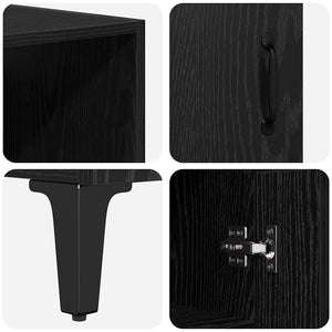 Highboard Μαύρη Οξυά 69,5 x 34 x 180 εκ. Επεξεργασμένο Ξύλο