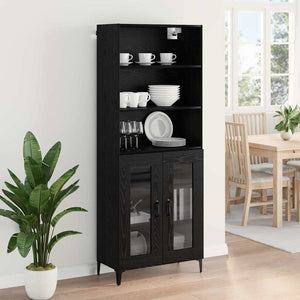 Highboard Μαύρη Οξυά 69,5 x 34 x 180 εκ. Επεξεργασμένο Ξύλο