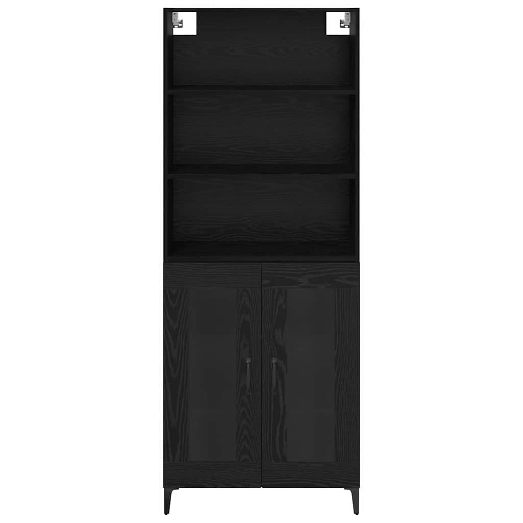 Highboard Μαύρη Οξυά 69,5 x 34 x 180 εκ. Επεξεργασμένο ξύλο