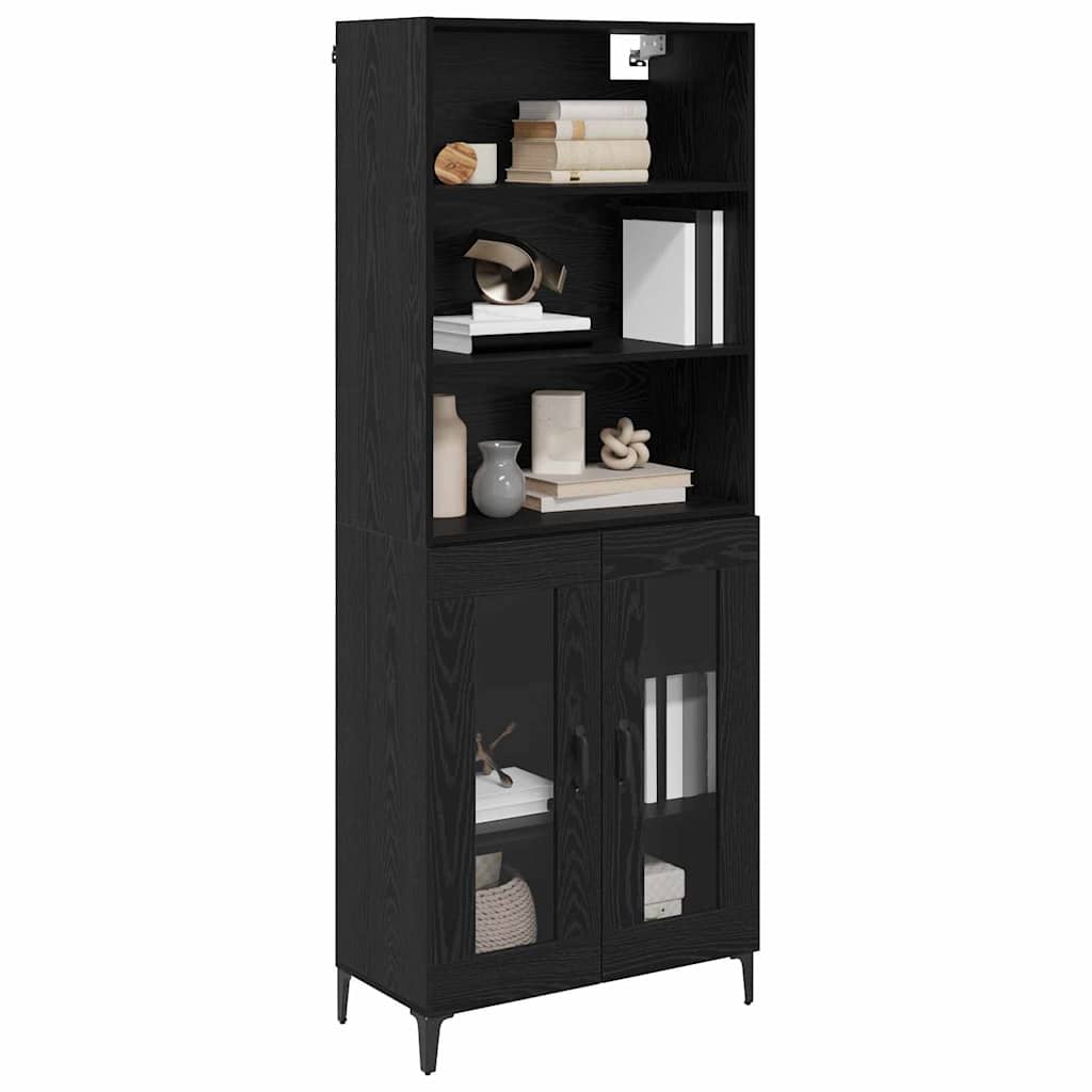 Highboard Μαύρη Οξυά 69,5 x 34 x 180 εκ. Επεξεργασμένο ξύλο