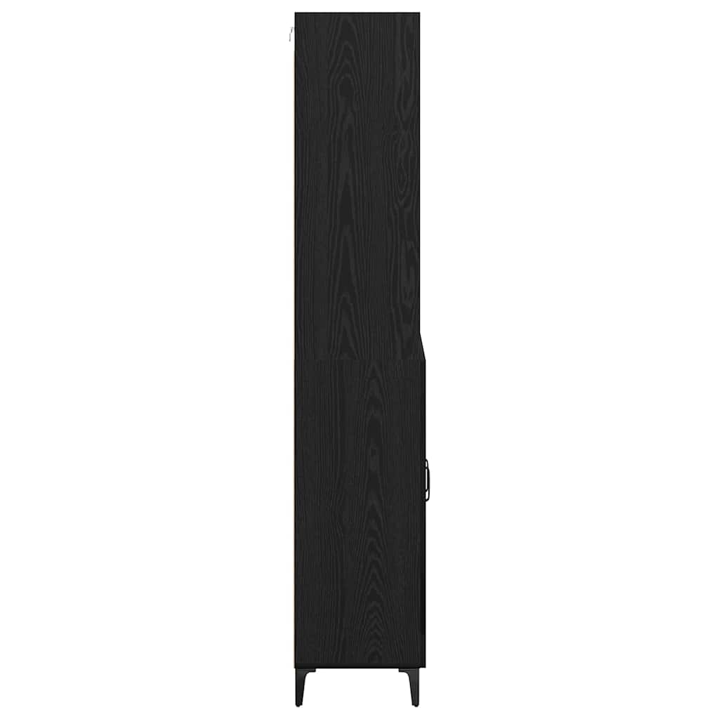 Highboard Μαύρη Οξυά 69,5 x 34 x 180 εκ. Επεξεργασμένο ξύλο
