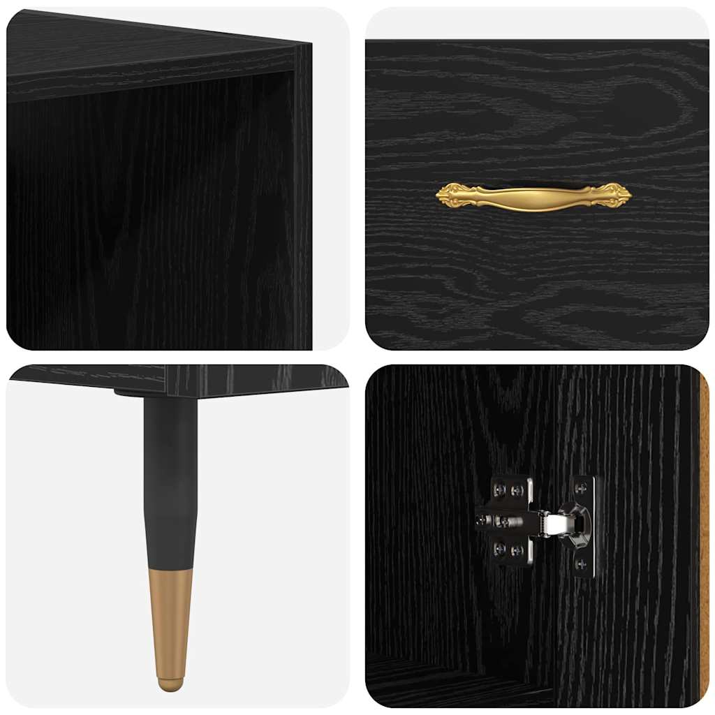 Highboard Μαύρη δρυς 69,5 x 34 x 180 εκ. Επεξεργασμένο ξύλο