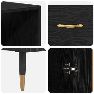 Highboard Μαύρη δρυς 69,5 x 34 x 180 εκ. Επεξεργασμένο Ξύλο