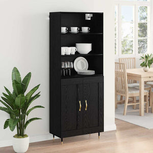 Highboard Μαύρη δρυς 69,5 x 34 x 180 εκ. Επεξεργασμένο Ξύλο