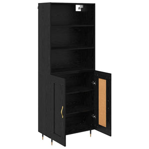 Highboard Μαύρη δρυς 69,5 x 34 x 180 εκ. Επεξεργασμένο Ξύλο