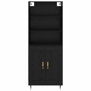 Highboard Μαύρη δρυς 69,5 x 34 x 180 εκ. Επεξεργασμένο Ξύλο