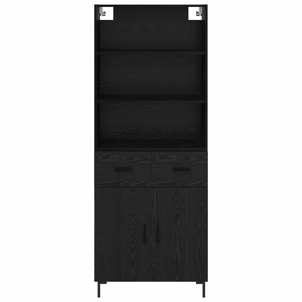 Highboard Μαύρη Οξυά 69,5 x 34 x 180 εκ. Επεξεργασμένο ξύλο