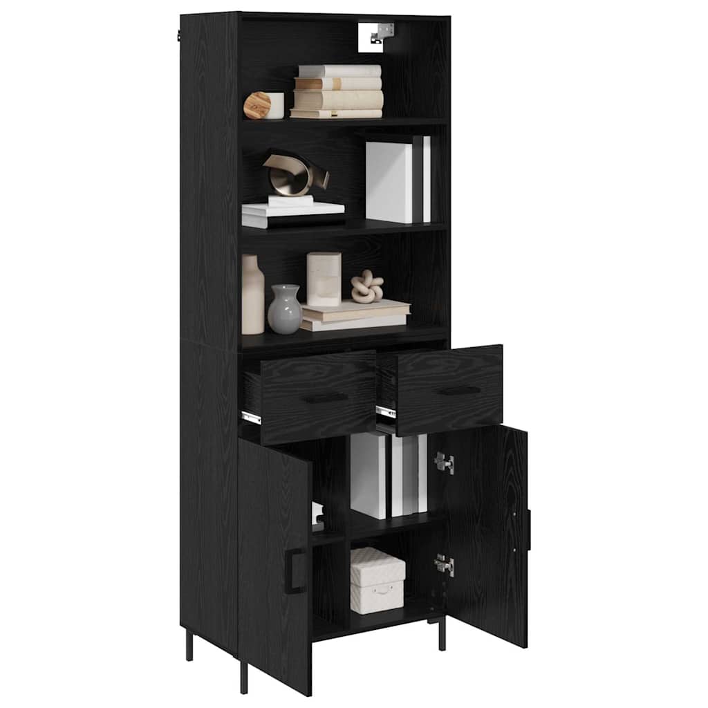 Highboard Μαύρη Οξυά 69,5 x 34 x 180 εκ. Επεξεργασμένο ξύλο