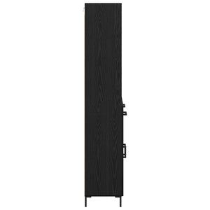 Highboard Μαύρη Οξυά 69,5 x 34 x 180 εκ. Επεξεργασμένο Ξύλο