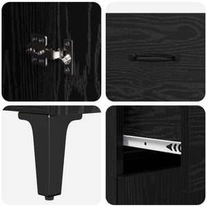 Highboard Μαύρη Οξυά 69,5 x 34 x 180 εκ. Επεξεργασμένο ξύλο - Pakobazaar