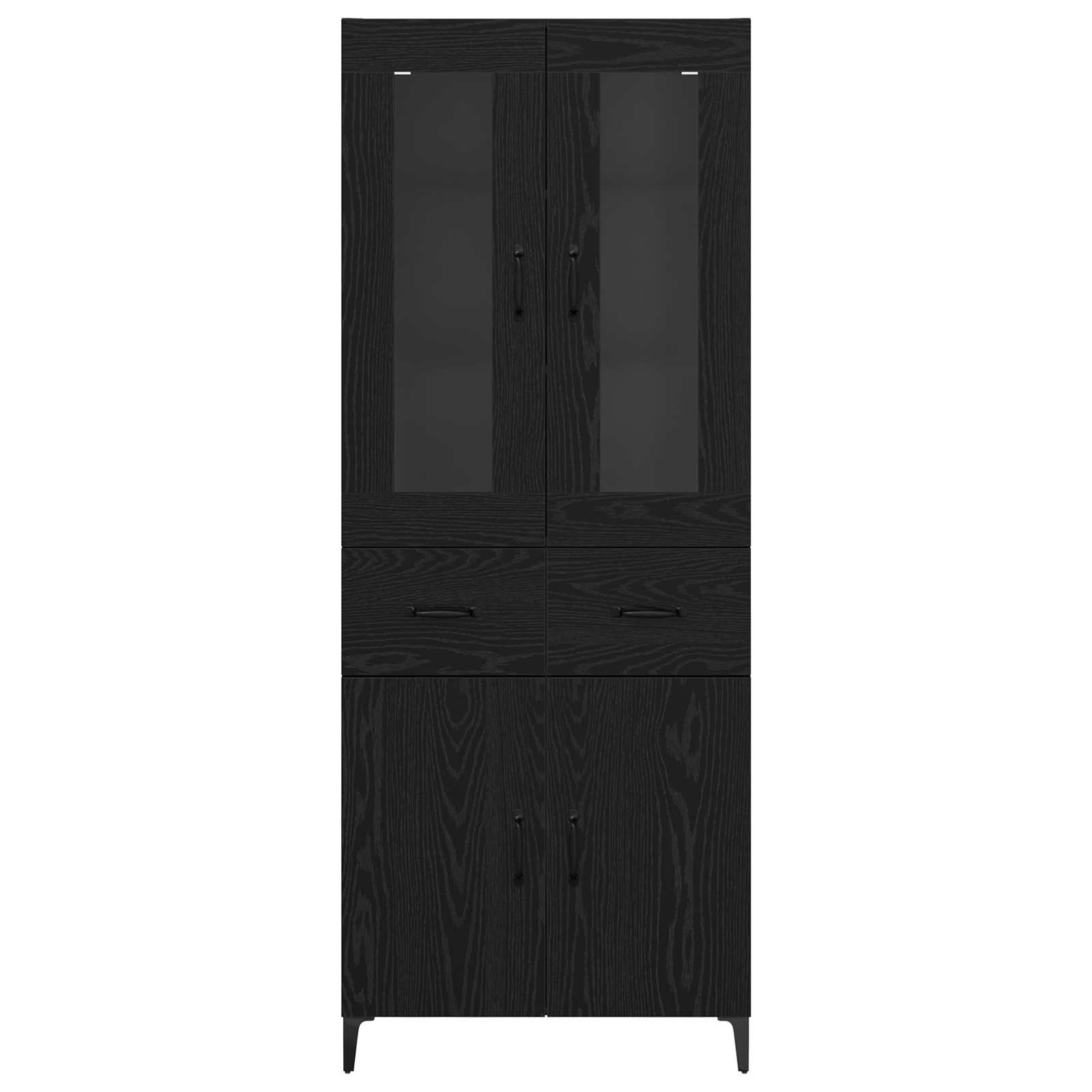 Highboard Μαύρη Οξυά 69,5 x 34 x 180 εκ. Επεξεργασμένο ξύλο - Pakobazaar
