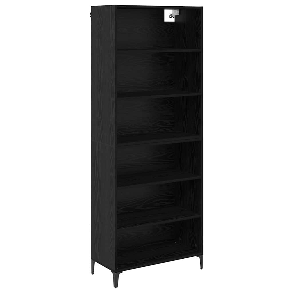 Highboard Μαύρη Οξυά 69,5 x 34 x 180 εκ. Επεξεργασμένο ξύλο