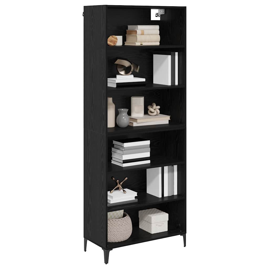 Highboard Μαύρη Οξυά 69,5 x 34 x 180 εκ. Επεξεργασμένο ξύλο