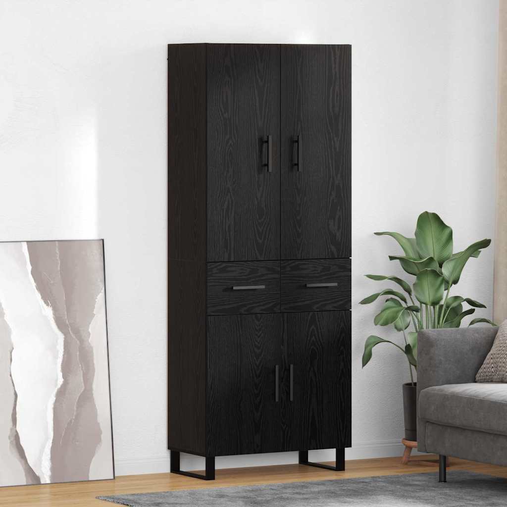 Highboard με συρτάρι 2 pcs Μαύρη Οξυά 69,5 x 34 x 180 εκ. - Pakobazaar
