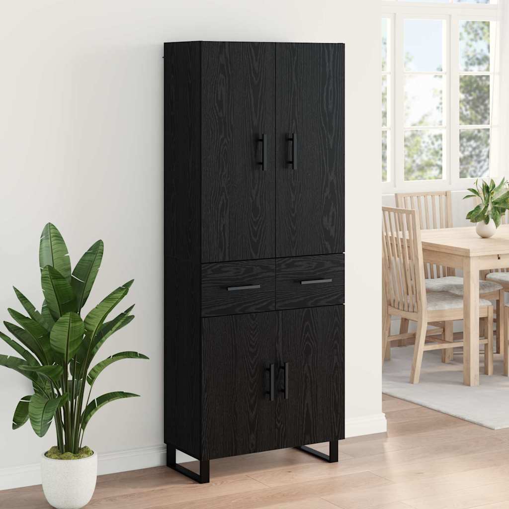 Highboard με συρτάρι 2 pcs Μαύρη Οξυά 69,5 x 34 x 180 εκ. - Pakobazaar