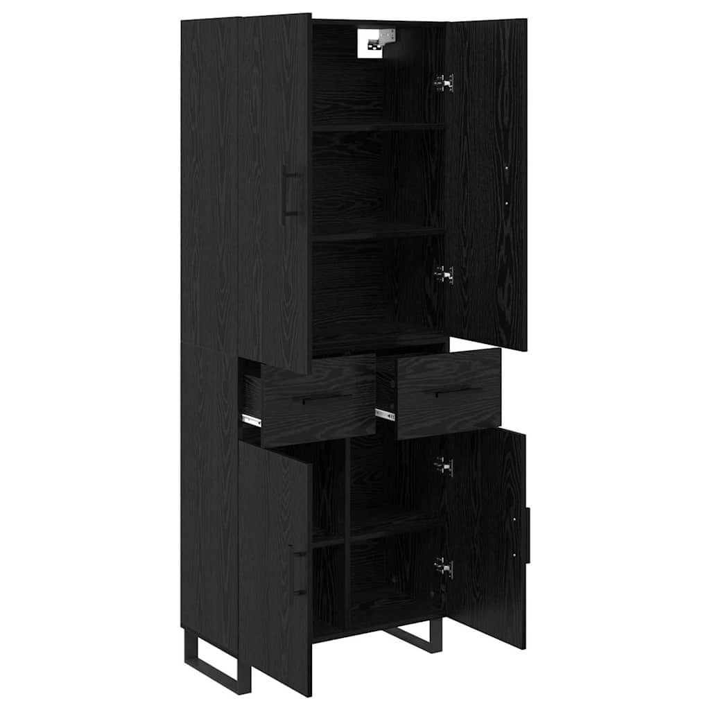 Highboard με συρτάρι 2 pcs Μαύρη Οξυά 69,5 x 34 x 180 εκ. - Pakobazaar
