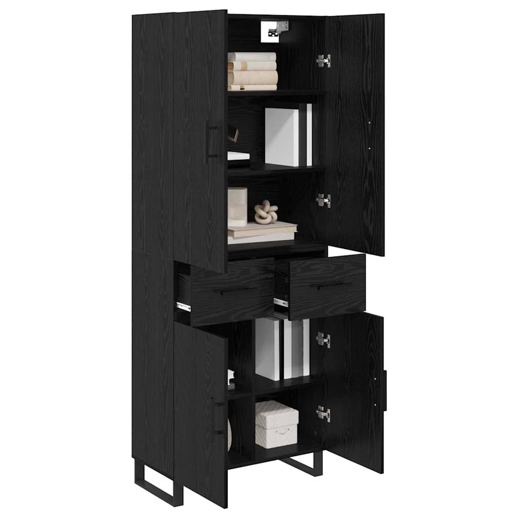 Highboard με συρτάρι 2 pcs Μαύρη Οξυά 69,5 x 34 x 180 εκ. - Pakobazaar
