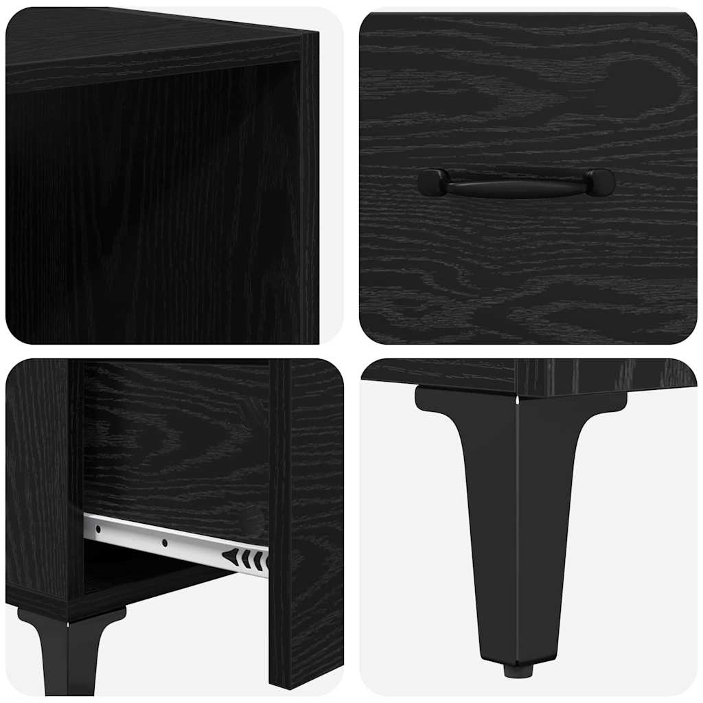 Highboard Μαύρη Οξυά 69,5 x 34 x 180 εκ. Επεξεργασμένο ξύλο